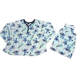 Disney Lilo & Stitch Womens 2 Piece Soft Fleece Pajama Set Blue Size 3X 22W-24W